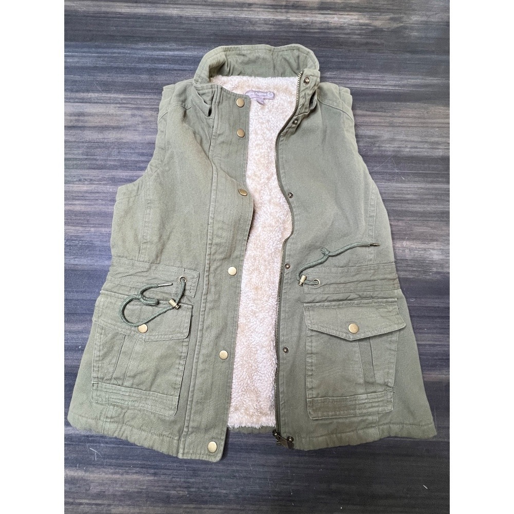 Victory Outfitters Sherpa Lined Vest Utility Pockets Olive Green S